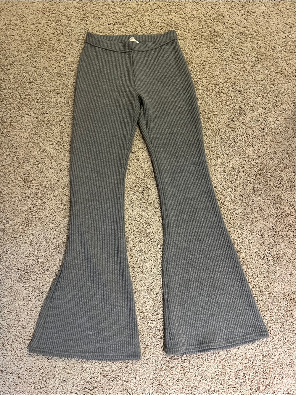 American Eagle Outfitters Gray Ribbed Flare Pants